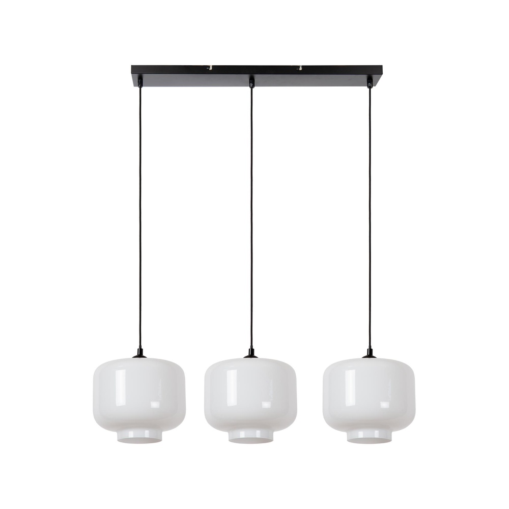 Lucide Hanglamp rechtMedine 3-lichts zwart met opaal - 46413/03/61
